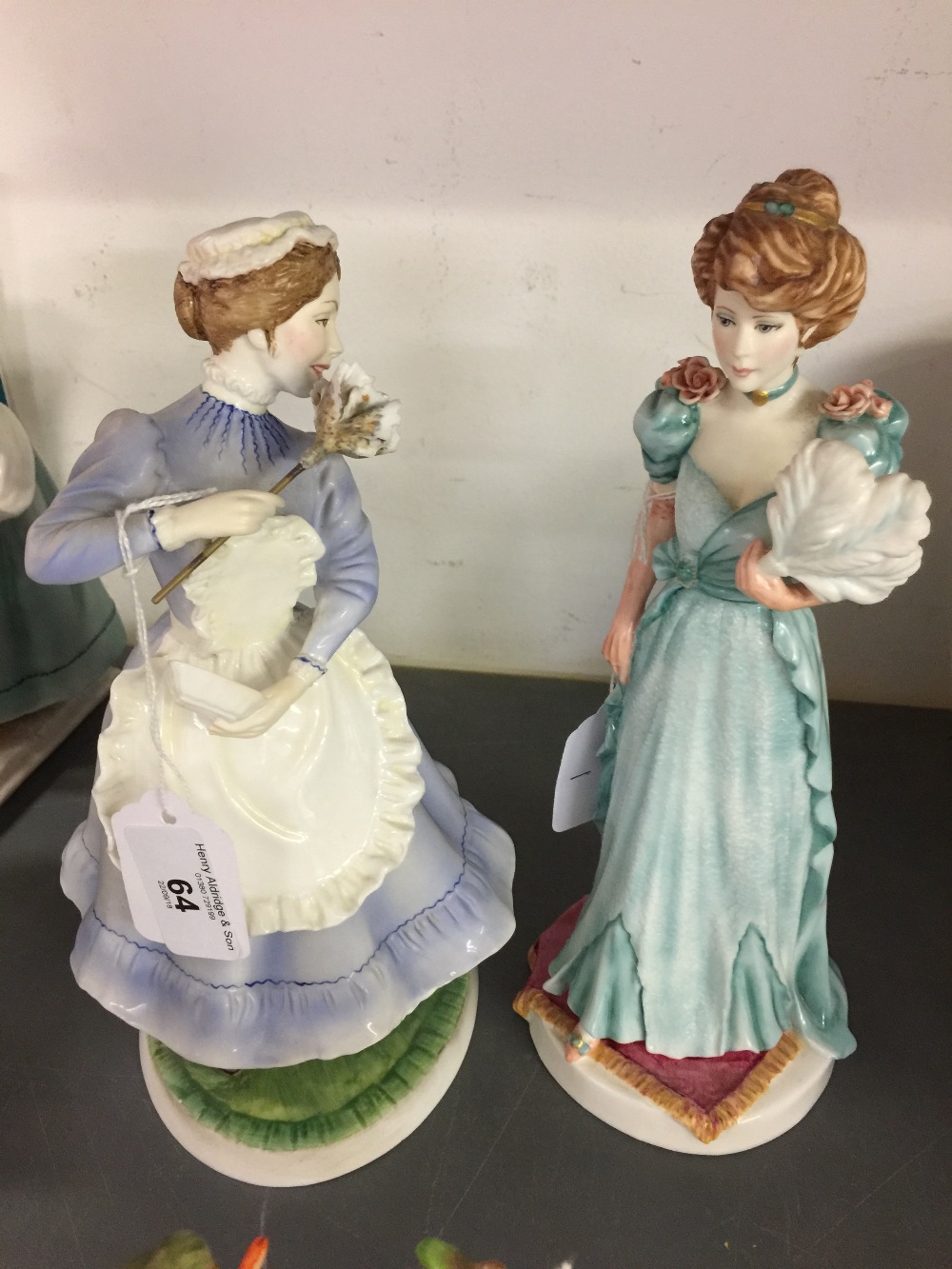 Royal Worcester Upstairs Downstairs Collection: 'Lady of the House' and 'The Parlour Maid' (2).