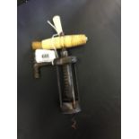 Corkscrews/Wine Collectables:19th cent. Steel open framed four pillar rack screw, turned bone handle