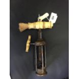 Corkscrews/Wine Collectables: A rare unusual open framed four pillar Kings screw, bone handle &