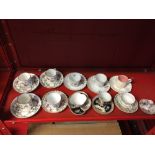 19th/20th cent. Cabinet cups and saucers, Dresden, Coalport, Crown Staffordshire, AR Monogram. (10).