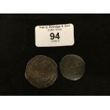 Coins: Charles I shilling triangle mint mark (double strike) square topped shield plus an