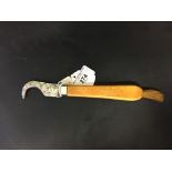 Corkscrews/Wine Collectables: Lignum Vitae champagne opener, marked on the blade Rodgers Cutlers