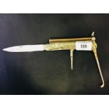 Corkscrews/Wine Collectables: 19th cent. Corkscrew/percussion pistol. Combination tool, penknife,