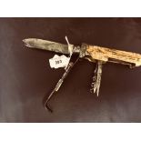 Corkscrews/Wine Collectables: 18th cent. Coaching knife, steel, an assortment of blades, scissors,