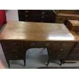 Late 19th cent. Mahogany twin pedestal desk. Seven drawers, inlaid banding, slender supports & on