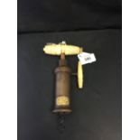 Corkscrews/Wine Collectables: Fine Kings screw with matching turned bone handles, circular brass