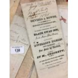 19th cent. Devizes indentures including the auction sale of the Black Swan Inn in 1825, deeds,