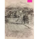 20th cent. French School: "Interior", "Village" and "Country Road". Charcoal sketches. 24ins. x 17¾