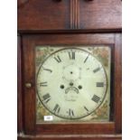 19th cent. Oak Clocks: John Parry Ruthlin (Wales) 1828-1844 8 day grandfather clock with painted