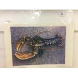 Litho Prints: Robert Jones artists' proofs "Mackerel" and "Lobster". Published by Halcyon Studio