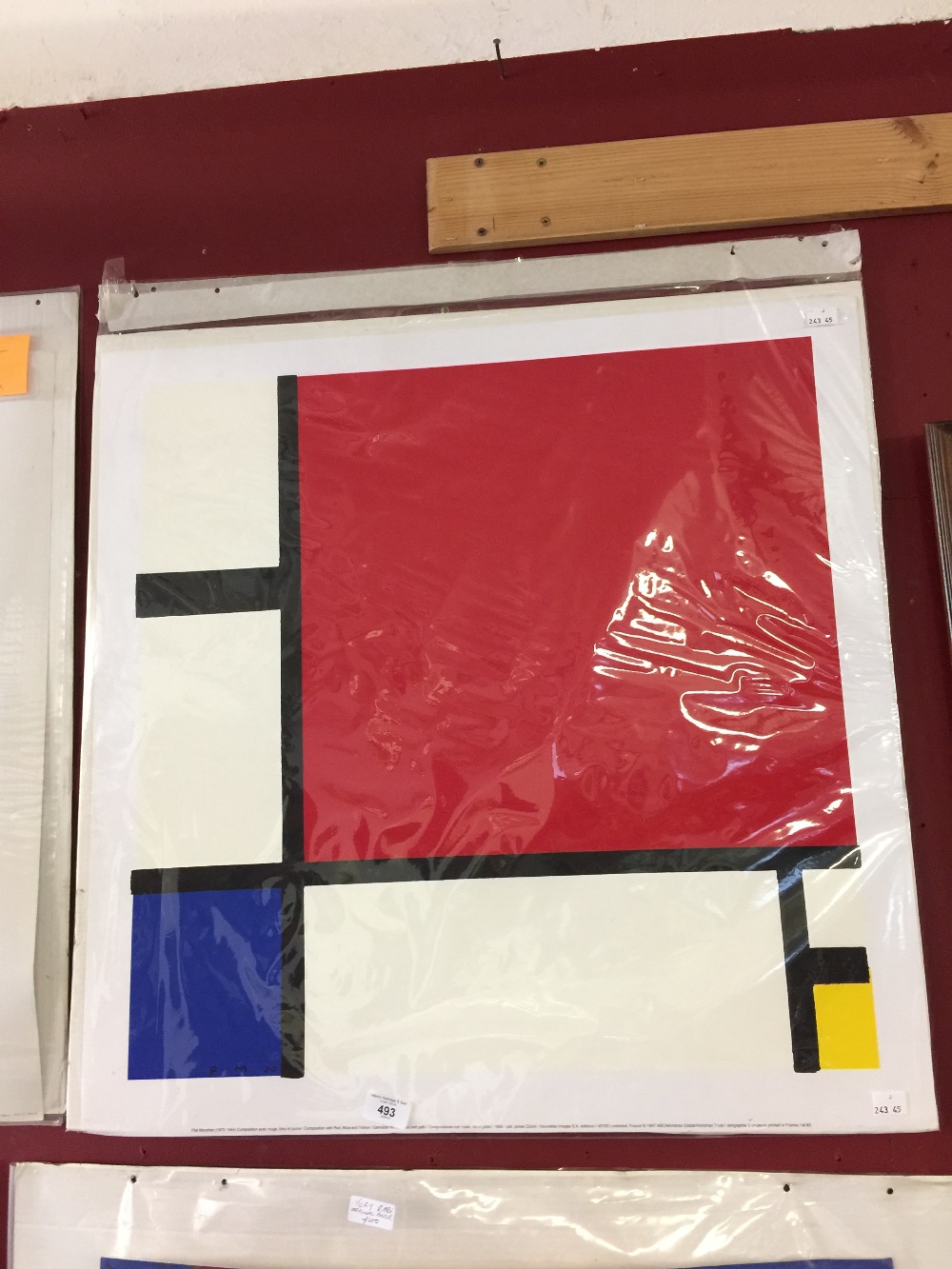 Colour Lithograph: Piet Mondrian (1872-1944) 1997 print. Composition with red, blue & yellow. 24¼