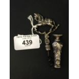 Corkscrews/Wine Collectables: Late 18th cent. Dutch silver pocket corkscrew. Carved silver rocking