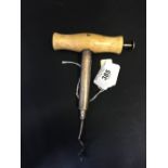 Corkscrews/Wine Collectables: 19th cent. Charles Hull Presto corkscrew, bone handle with side