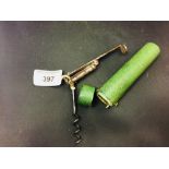 Corkscrews/Wine Collectables: Late 18th cent. Folding seal corkscrew with "striker spine". Green