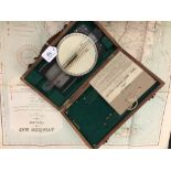 Military: World War II RAF MK2 course and speed calculator, housed in it's own treen case. A '