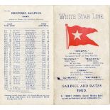 WHITE STAR LINE: Sailings and rates foldout brochure, dated 1900 showing Information of First