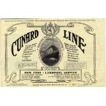 CUNARD LINE: Softcover brochure for Saloon Rates and Plans of Lusitania, Mauretania, Campania,