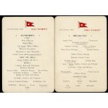 R.M.S. OLYMPIC: Pair of First Class menus, dated 29/9/20 and 3/10/20 plus an Olympic First Class