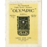 R.M.S OLYMPIC: Promotional brochure for "The Mammoth Triple Screw Steamer Olympic 46,359 tons"