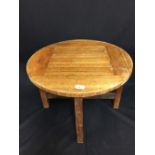 CUNARD: 20th Century teak circular coffee table with small plaque "Made by the Hughes Bolckow