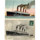 OCEAN LINER: A good collection of four funnelled liner postcards including Olympic, France, Le