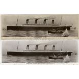 R.M.S. OLYMPIC: Real photo bookpost postcards - a pair, one circa 1911-12, the other post Great