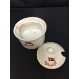 WHITE STAR LINE: Third Class ceramic jam pot with house flag to base and cover. 3½ins.