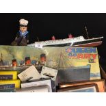 OCEAN LINER: Mixed collection of memorabilia including Airfix models of Queen Elizabeth, Queen