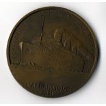 OCEAN LINER: Lucien Bazor French art deco bronze medallion for the SS L'Atlantique, dated 1931.