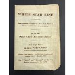 R.M.S. TITANIC: An exceptionally rare plan of Titanic's first class accommodation used onboard