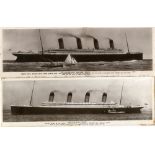 R.M.S. TITANIC: Real photo book postcards of Titanic produced after the sinking, one backed onto