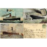 OCEAN LINER: Postcards, includes an American Bankers Association, showing Titanic/Olympic posted