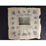 **R.M.S. LUSITANIA: Souvenir post-disaster in memoriam handkerchiefs dedicated to those who lost