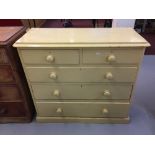 19th cent. Painted pine 2/3 chest of drawers. 42ins. x 37½ins. x 18ins.