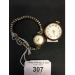 Hallmarked Gold: Ladies watches, 9ct. cases. (2).