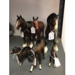 Royal Doulton Horses: DA 43 'Shire Mare', DA 77 'Foal', DA 78 'Foal'. Beswick Horses: No. 710 '