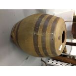 20th cent. Stoneware 6 gallon cider cask. Branded strap decoration, tap hole and filler hole.