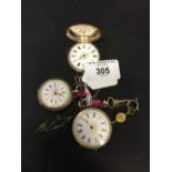 Silver ladies pendant watches, the cases 800, 925, 935 standard, all with enamel faces and ornate