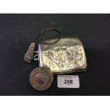 Hallmarked Silver: Cigarette case, pill box, and bangle. 2½oz.