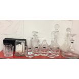 Glassware: Dartington crystal decanter and four large spirit glasses, two half tumblers plus a glass