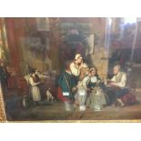 19th cent. Romantic School: Oil on canvas "Grandmas Birthday". Follower of Wilkie Domestic