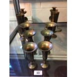 Early 20th cent. Indian Benares Ware: Cobra candlesticks - a pair 8½ins. plus tapering and other