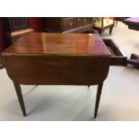 19th cent. Mahogany Pembroke table with single drawer. 29ins. x 28ins. x 20ins. closed.