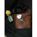 WWII Binoculars. Taylor - Hobson 1943. Bino prism No.2. Mk 3 x 6 No.296273. Original leather case (