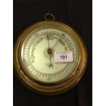 Barometers: Circular aneroid barometer, Mallory of Bath. 7ins. Diameter.