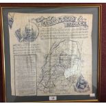 Military: Boer War printed cotton handkerchiefs souvenir map with Queen Victoria's and Lord