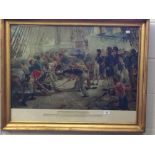 Lithograph: 'The Hero of Trafalgar' from the painting by W. H. Ovepend, exhibited 1898. Framed and