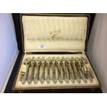 Silver: French marked silver, 12 place fruit setting set. Knives not weighed. 22oz. B Reynier