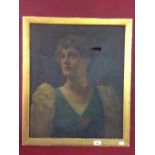 English School: 'Portrait of an Edwardian Lady' oil on canvas. Framed 23½ins. x 19½ins. Some