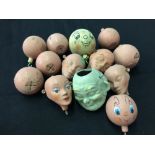 Pelham Puppets: Clay slip moulded heads for "Wonky Toys Ltd" puppets and Marionettes 1948 and